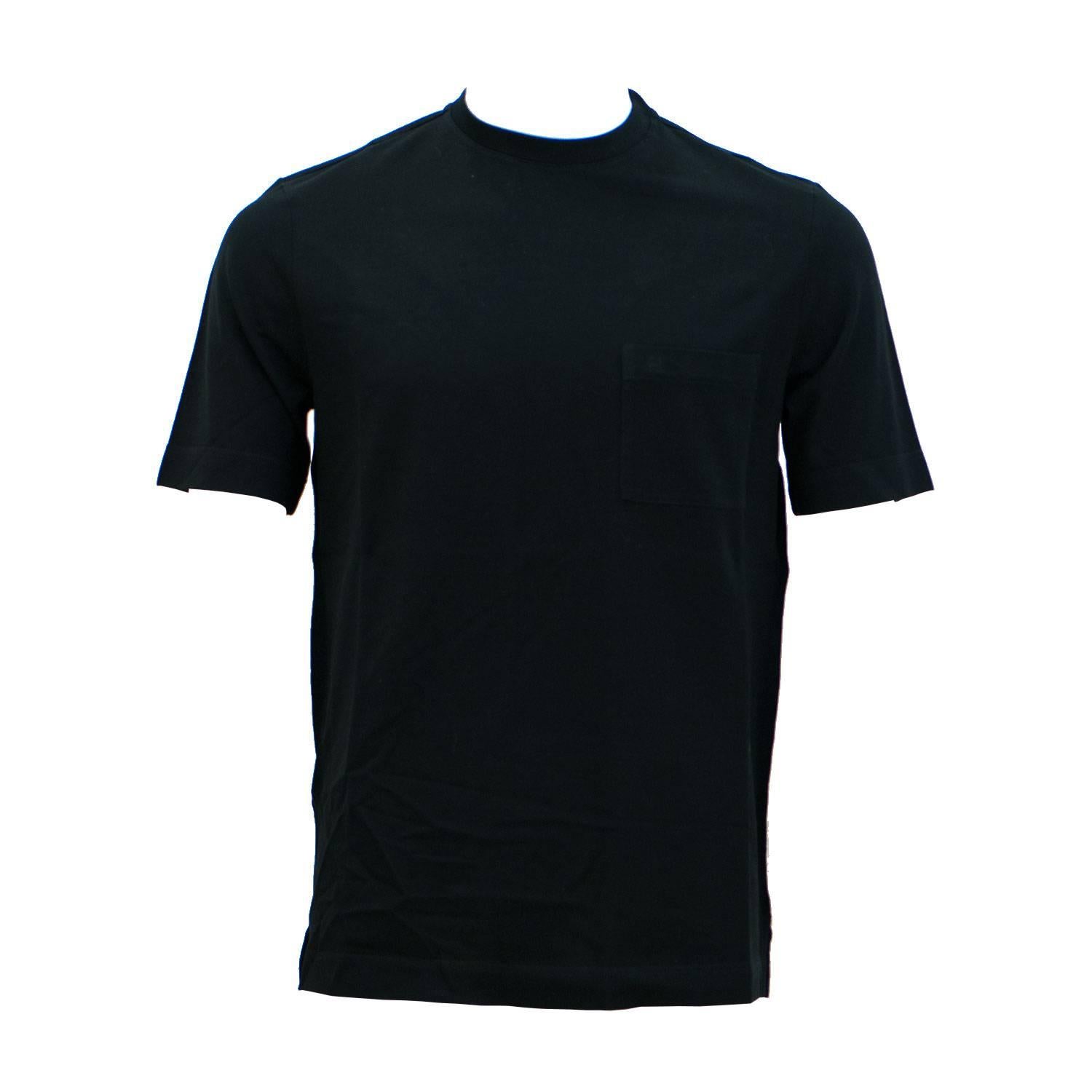 Hermes T-Shirt Ras du Cou Pique de Cotton Size M Color Noir 2016. For Sale