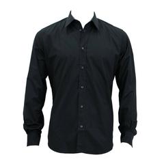 Hermes Shirt Droite Col Droite Popeline de Cotton Size 40 Color Black 2016