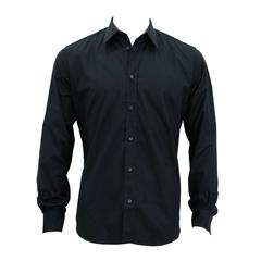 Hermes Shirt Droite Col Droite Popeline de Cotton Size 40 Color Black 2016 