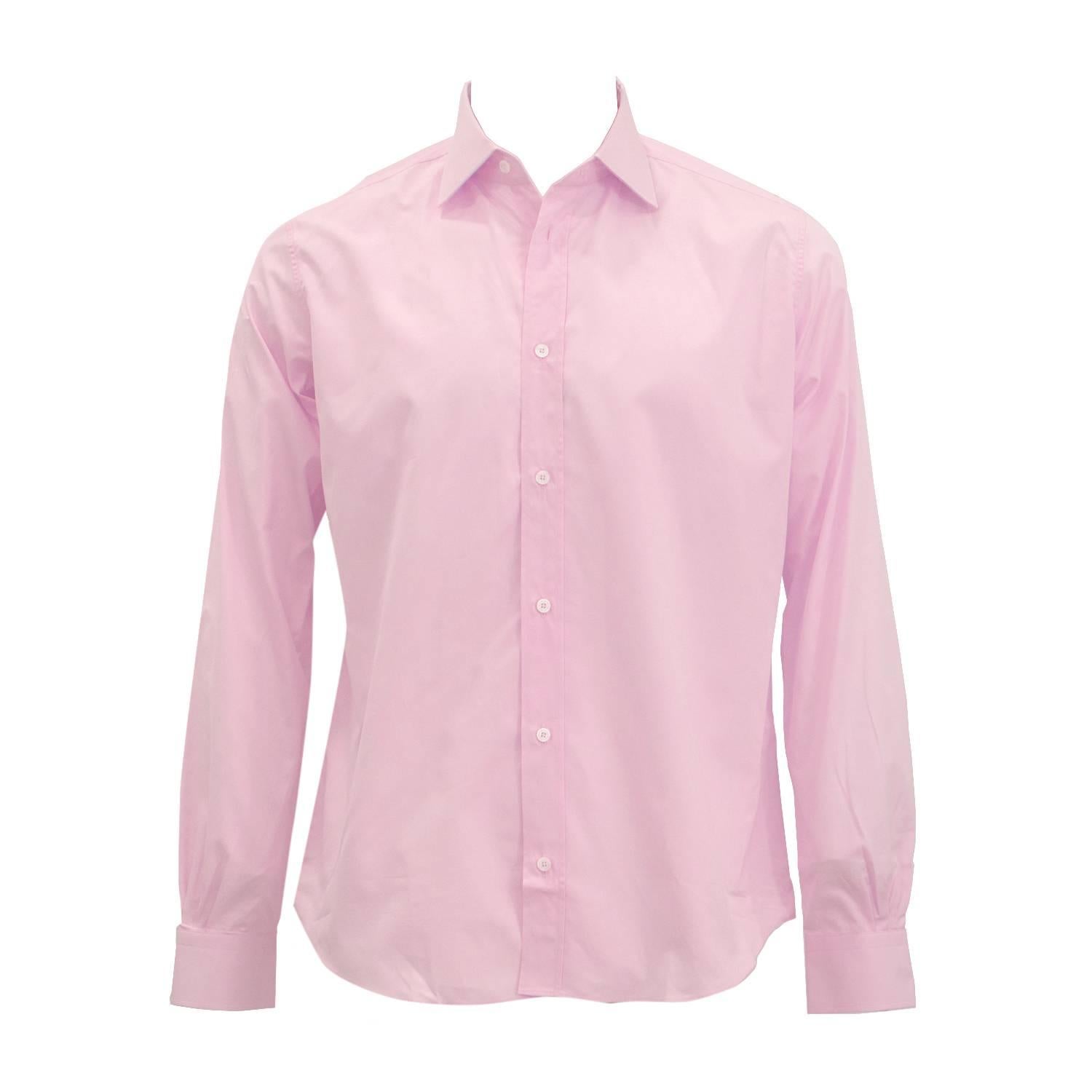 Hermes T-Shirt Col Italien Popeline de Cotton Size 40 Color RoseClair 2016. For Sale