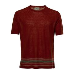 Hermes T-Shirt Placed Band and Stripes Size L Color Tomate 2016.
