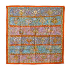 Hermes  Carre 100% Silk Au Pays des Oiseaux Fleurs Orange/Bleu/Vert 2016