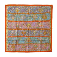 Hermes  Carre 100% Silk Au Pays des Oiseaux Fleurs Orange/Bleu/Vert 2016