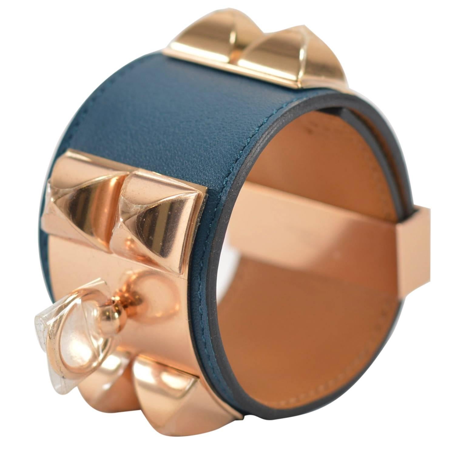 Hermes Bracelet "Dog Collar" (CDC) Swift Leather Colvert Color GHW 2015 For Sale