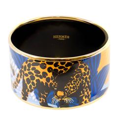 Hermes Bracelet Enamel Jungle of Eden Pollen et Azur plaque Gold XL 2016