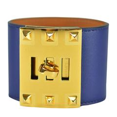 Hermes Bracelet Exreme Swift Leather Blue Saphir Color S size Gold Hardware 2015