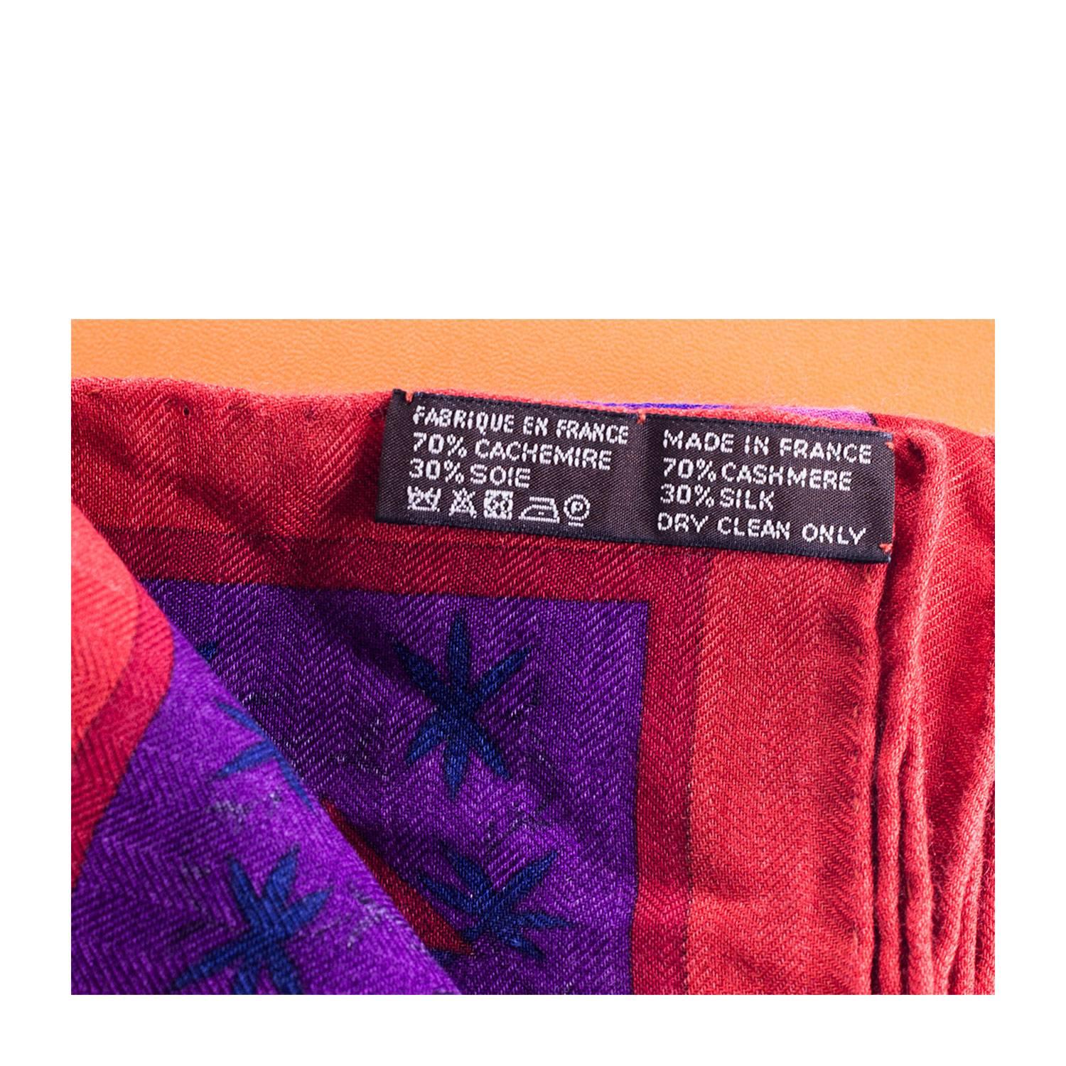 Hermes Shawls (Chale) 140cm Kachinas Model Red/Blue/Violet Color 2016 1