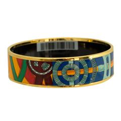 Hermes Bracelet "Caval d´Or" Printed Enamel Exotic Color Gold Plated 2016