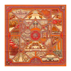 Hermes Scarf "Carre" "Flanerie a Versalles" 36" x 36" (90cmx90cm) 100% silk 2016