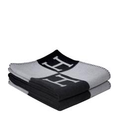 Hermes Avalon Blanket Cocuch Ecru / Dark Gray Color 90% Wool/10% Cachemire 2017