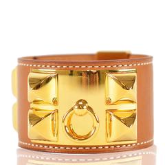 Hermes Bracelet Dog Collar (CDC) Barenia Leather Fauve Color S Size GHW 2015