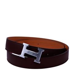 Hermes Men´s Reversible Belt "H" Leather Rouge H / Terre Batue BPHW 2016