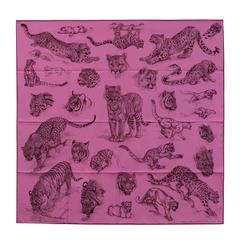 Hermes Carre 100% Silk "Dans l'atelier de Robert Dallet" Cyclamen Pink / Gray / 