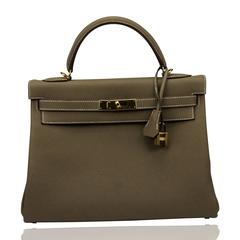 Hermes Kelly II Bag 32 Retourne Togo Leather 18 Etoupe Color GHW 2017