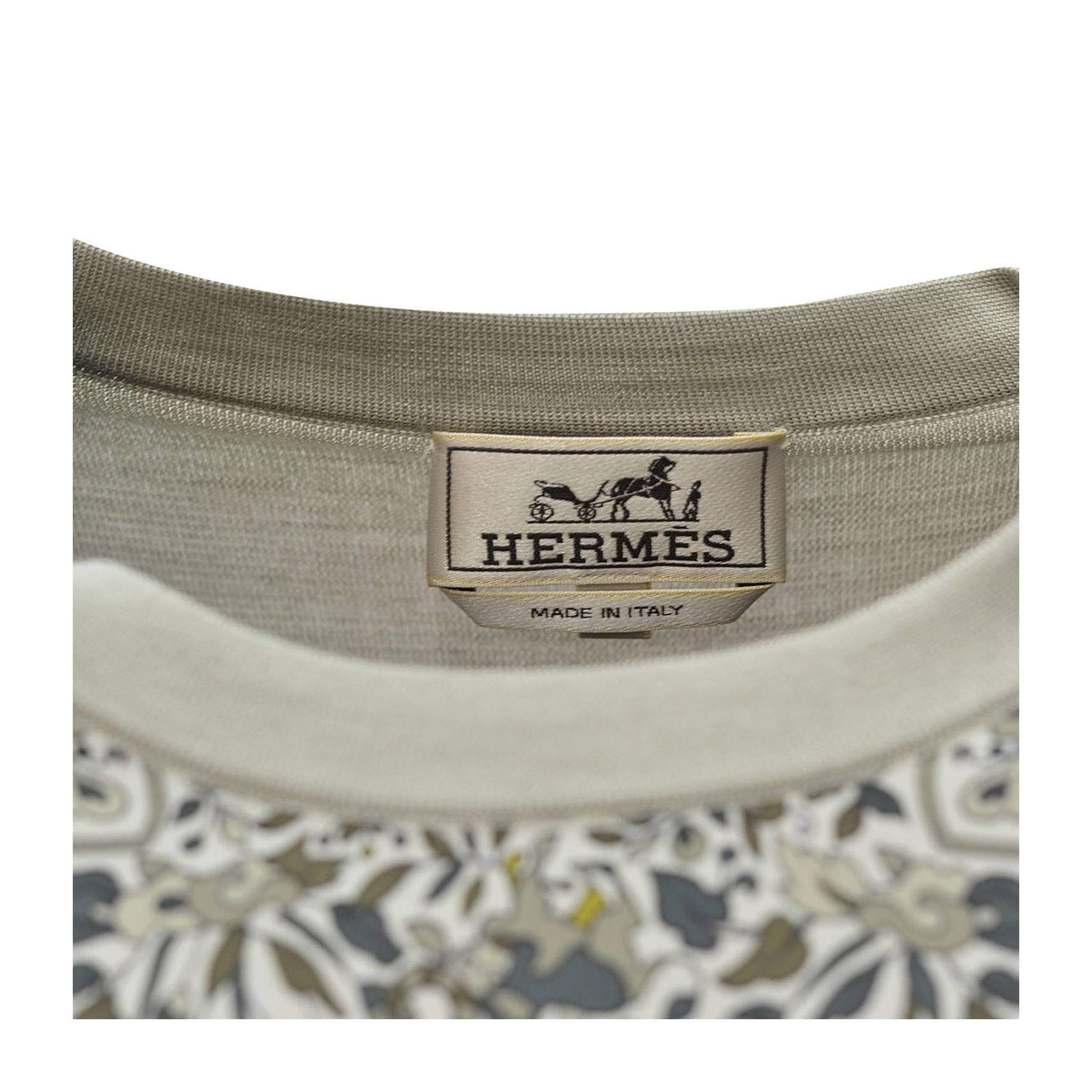 Women's or Men's Hermes Sweater Col Ras du Cou Jardin Armenie Silk Sable Color Size XL. For Sale