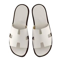 Hermes sandale "Izmir" Calfskin Leather White Color Size 9