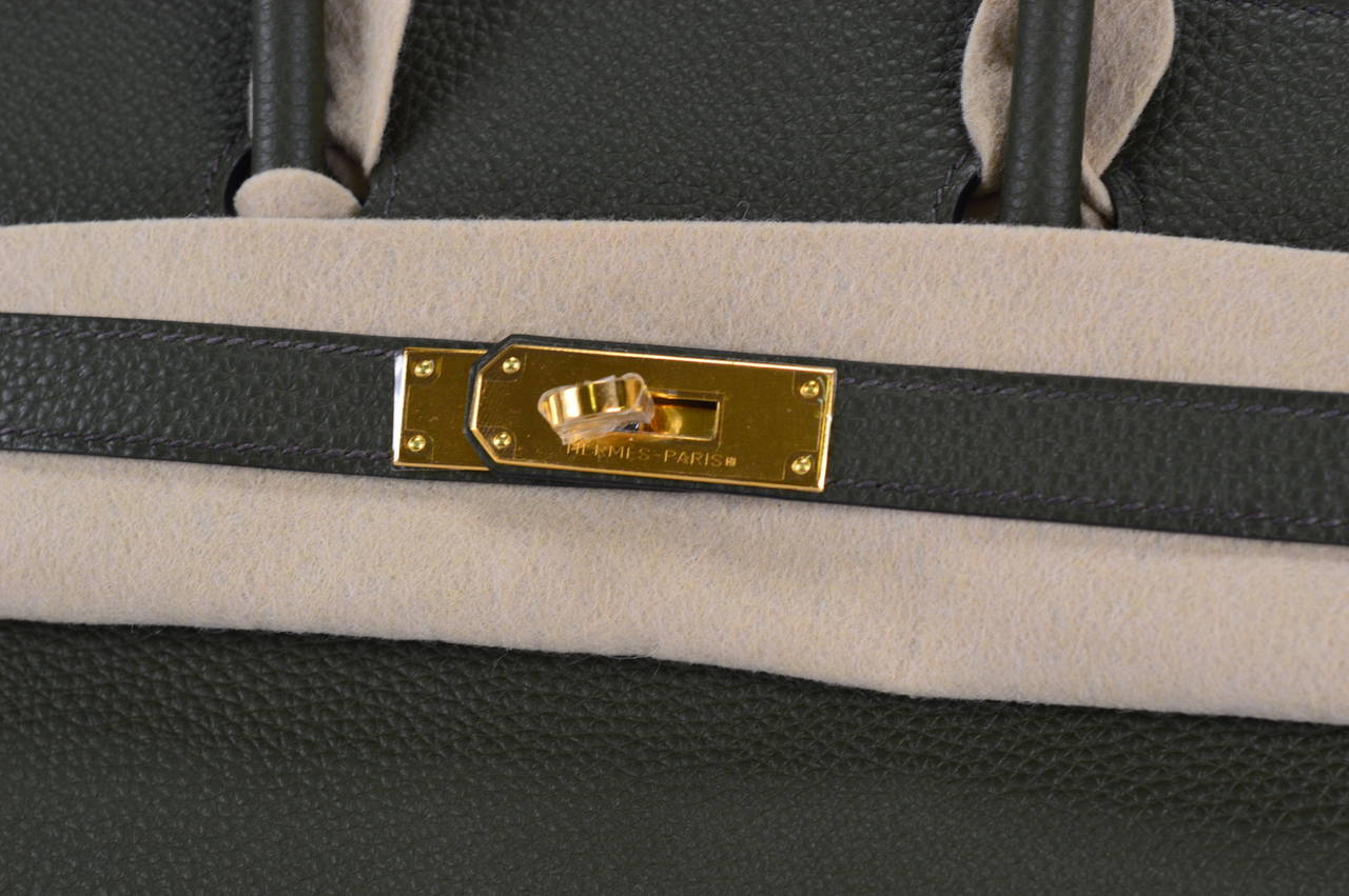 HERMES Handbag BIRKIN 30 TOGO VERT OLIVE GOLD HARDWARE 2