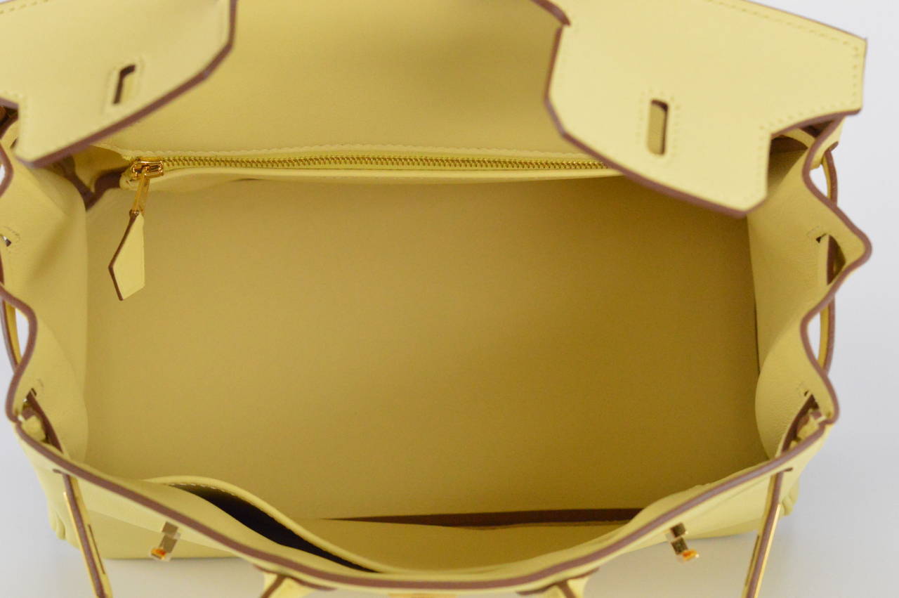 HERMES Handbag BIRKIN 25 SWIFT  JAUNE POUSSIN GOLD HARDWARE 6