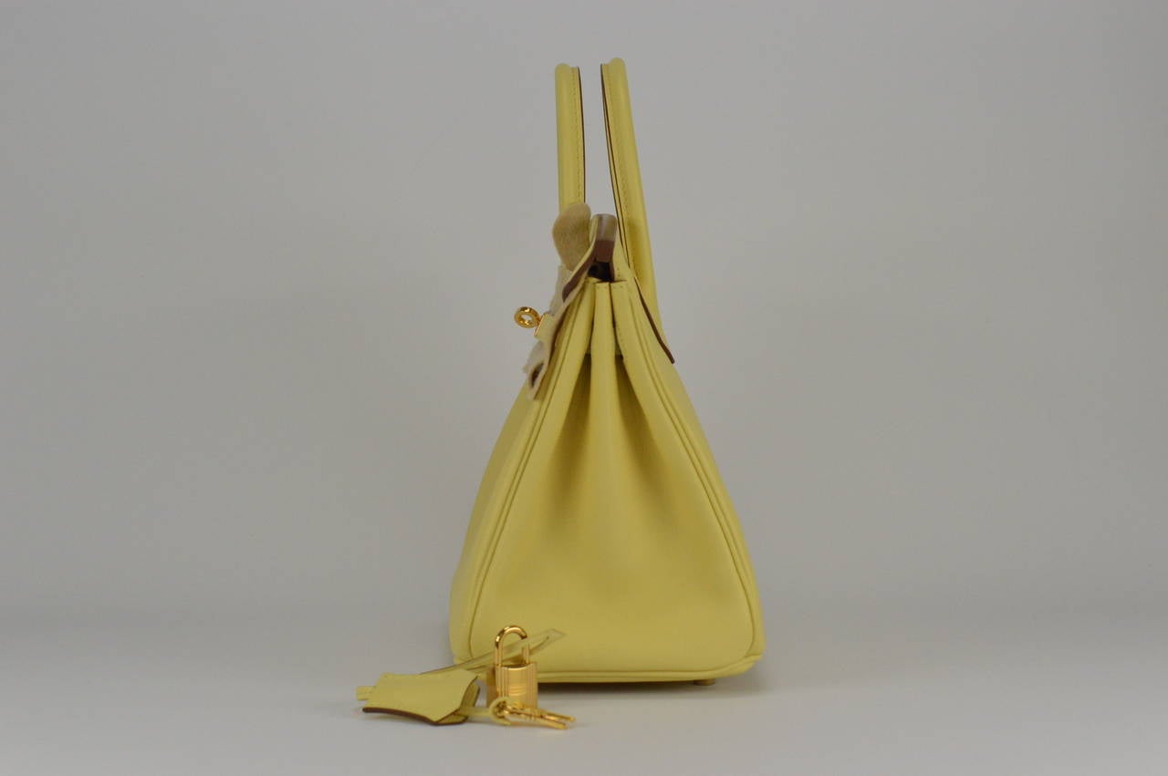 pink ostrich birkin bag - HERMES Handbag BIRKIN 25 SWIFT JAUNE POUSSIN GOLD HARDWARE at 1stdibs