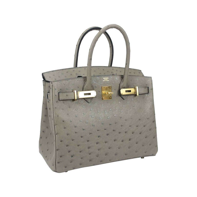 birkin bag look alike - Birkin 30 Ostrich gold hardware Grey at 1stdibs