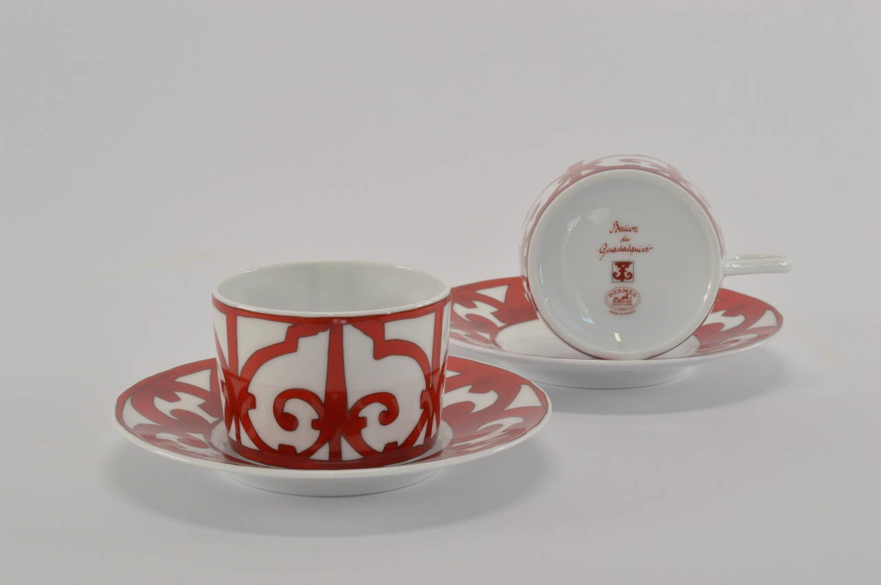 Hermes GUADALQUIVIR Tea Cup and Saucer set In New Condition In Miami, FL