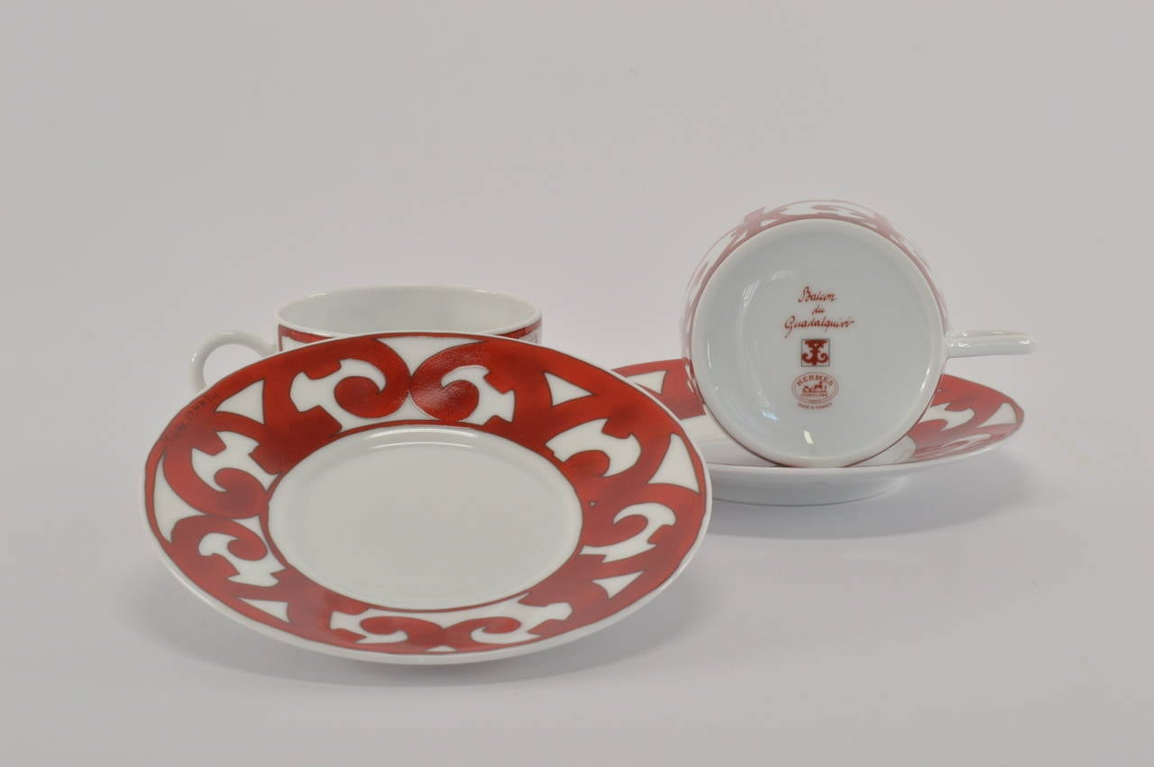 Hermes GUADALQUIVIR Tea Cup and Saucer set 4