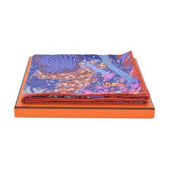 HERMES Carre 90 Dans Un Jardin Anglais Rouge Violet Turquoise