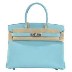 HERMES BIRKIN Bag 30 EPSOM BLUE ATOII PALLADIUM Hardware