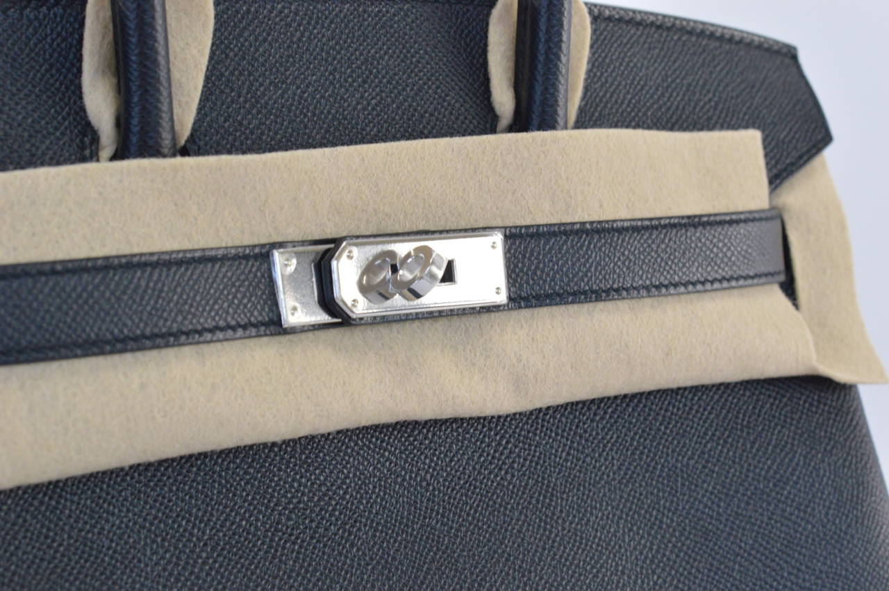 HERMES Handbag BIRKIN 30 Calf Leather EPSOM Noir Palladium Hardware 3