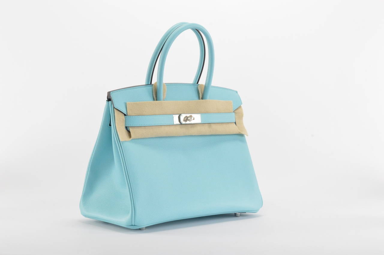 HERMES BIRKIN Bag 30 EPSOM BLUE ATOII PALLADIUM Hardware 1