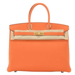 HERMES Handbag BIRKIN 35 TOGO ORANGE COLOR GOLD HARDWARE