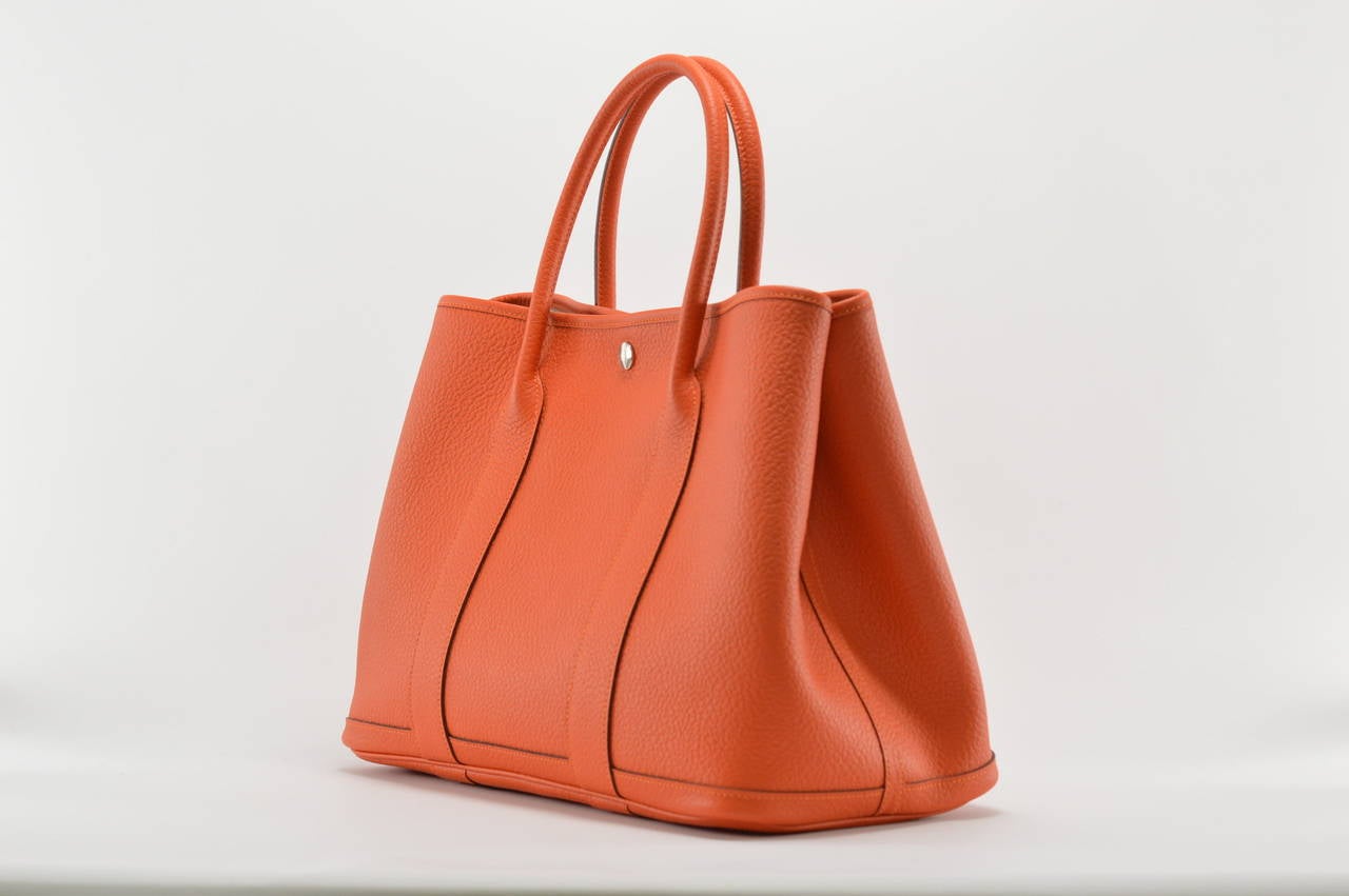 HERMES Handbag GARDEN PARTY 36 Veau FEU COLOR Palladium HARDWARE