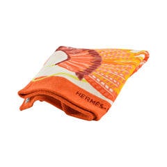 Hermes Sun towel ART DE VIVRE BRAZIL EPONGE 100% COTTON ORANGE-BLANC