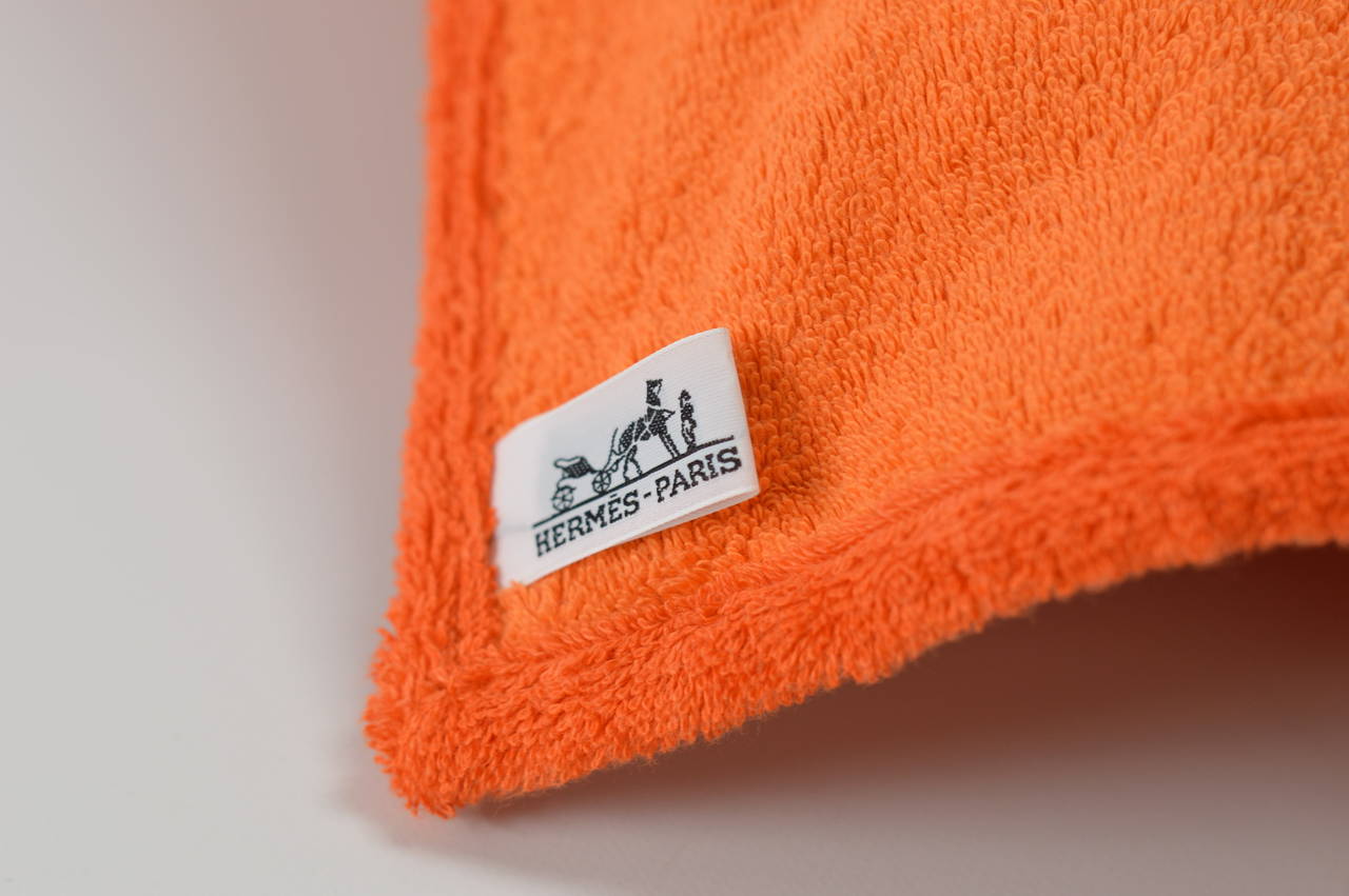 Women's Hermes Sun towel ART DE VIVRE BRAZIL EPONGE 100% COTTON ORANGE-BLANC