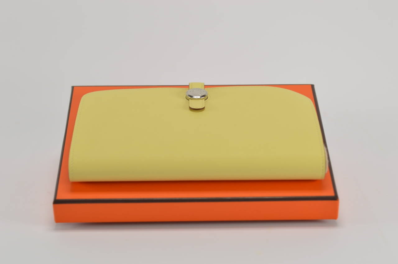 Hermes Dogon Duo wallet swift JAUNE POUSSIN Palladium Hardware 6