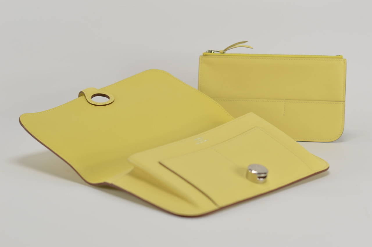 Hermes Dogon Duo wallet swift JAUNE POUSSIN Palladium Hardware 1