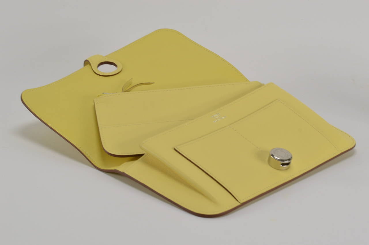 Hermes Dogon Duo wallet swift JAUNE POUSSIN Palladium Hardware 2