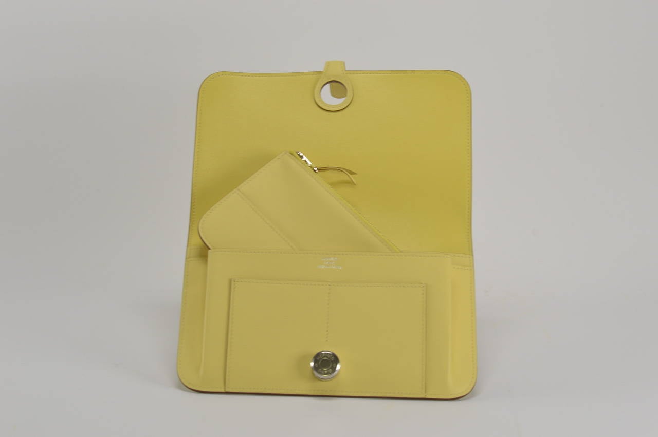 Hermes Dogon Duo wallet swift JAUNE POUSSIN Palladium Hardware 3