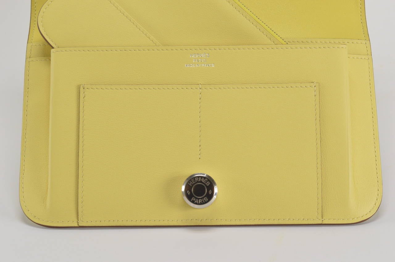 Hermes Dogon Duo wallet swift JAUNE POUSSIN Palladium Hardware 5
