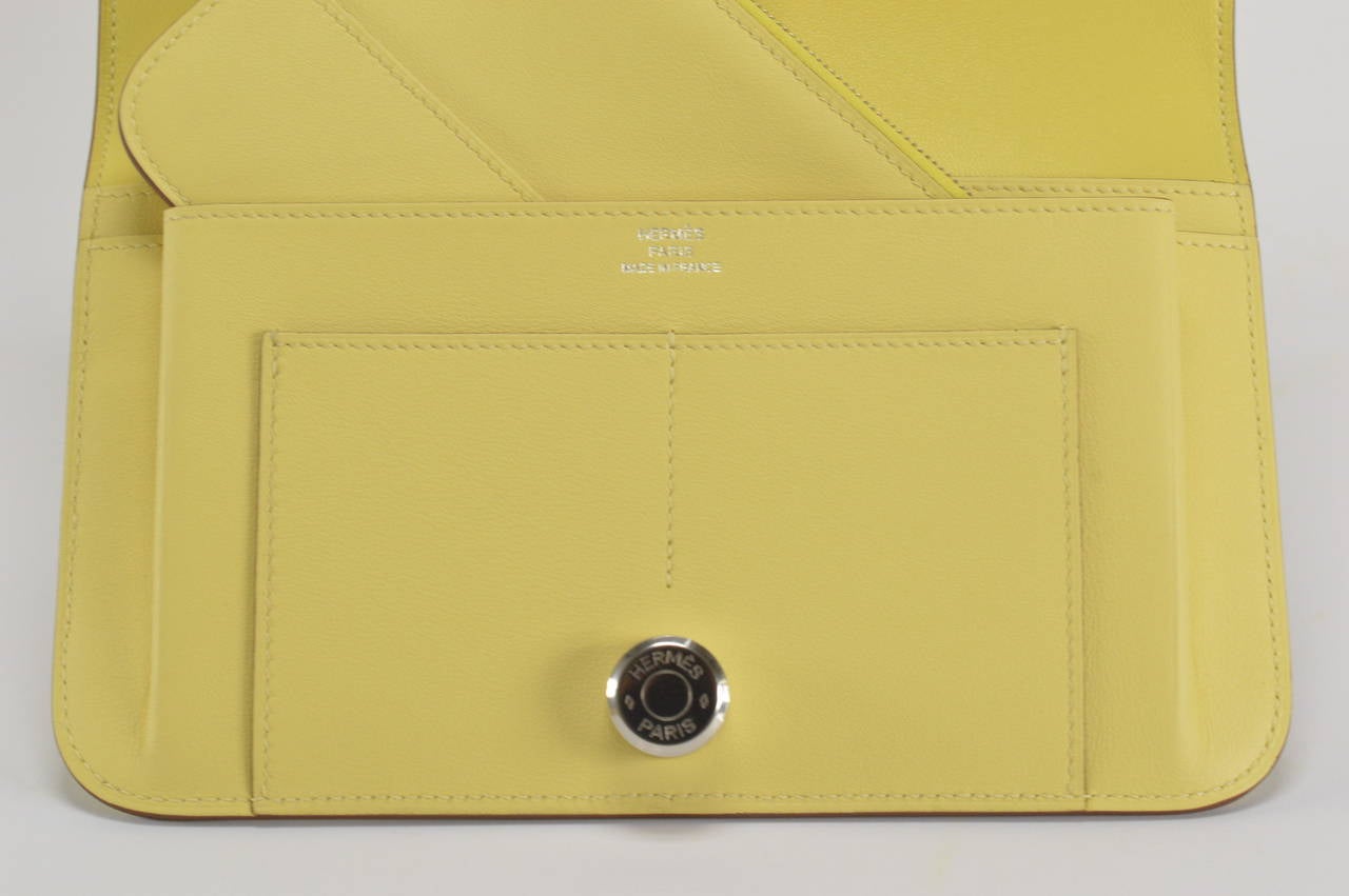 Hermes Dogon Duo wallet swift JAUNE POUSSIN Palladium Hardware 4