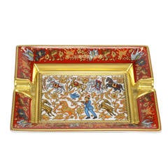 Hermes Ashtray Porcelain 3H Chase In Indide Rouge-Multicolore