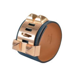 Hermès Bracelet Cuir Collier Chien COLVERT with Pink plated Hardware Size S