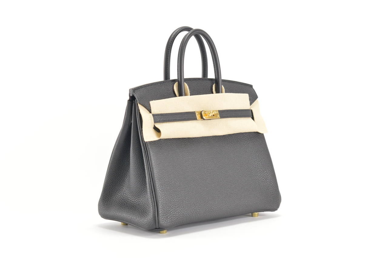 HERMES Handbag BIRKIN 25 TOGO BLACK GOLD Hardware 1