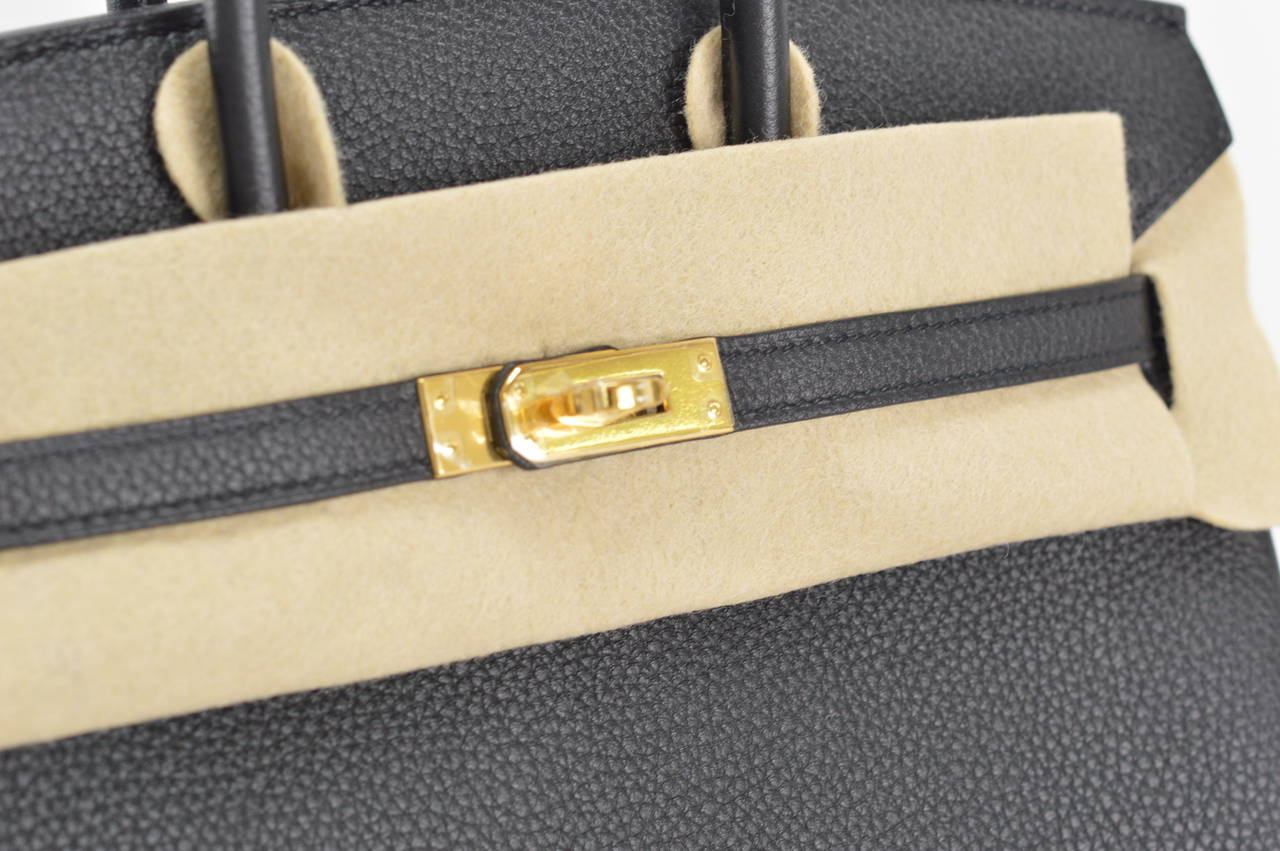 HERMES Handbag BIRKIN 25 TOGO BLACK GOLD Hardware 2