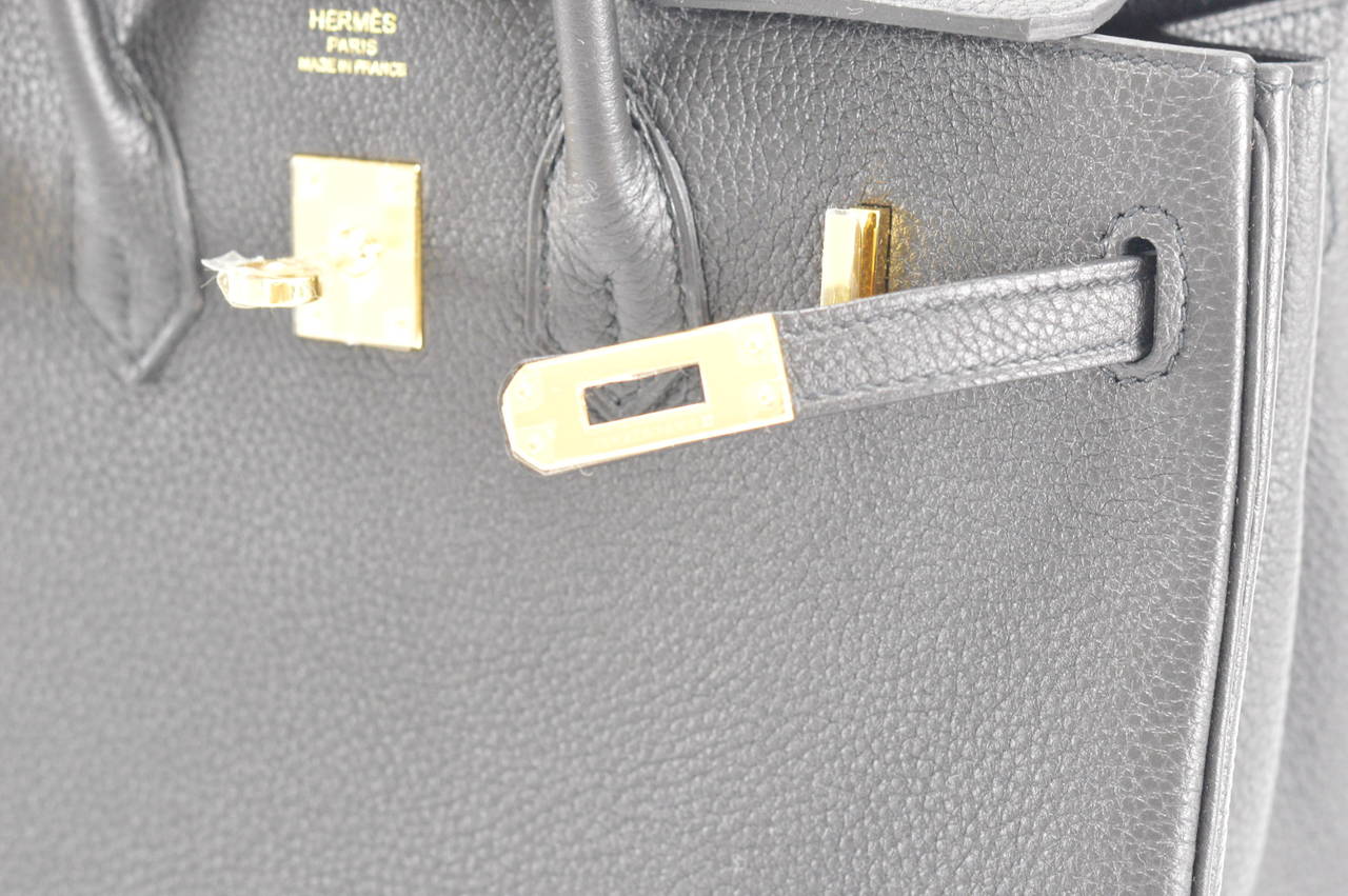HERMES Handbag BIRKIN 25 TOGO BLACK GOLD Hardware 5