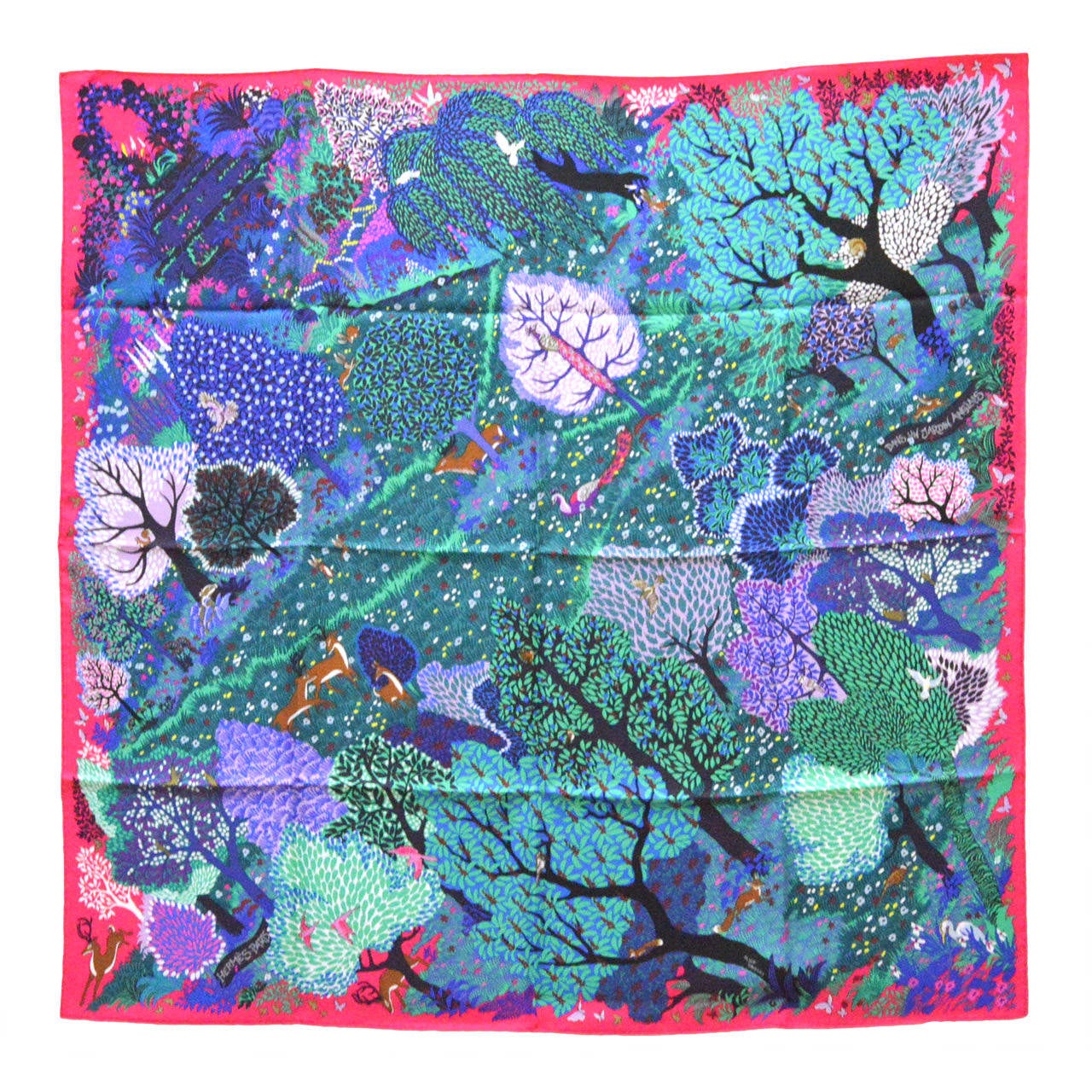 HERMES Carre 90 TWILL DANS UN JARDIN ANGLAIS ROSE VIFT/VERT/MAUVE
