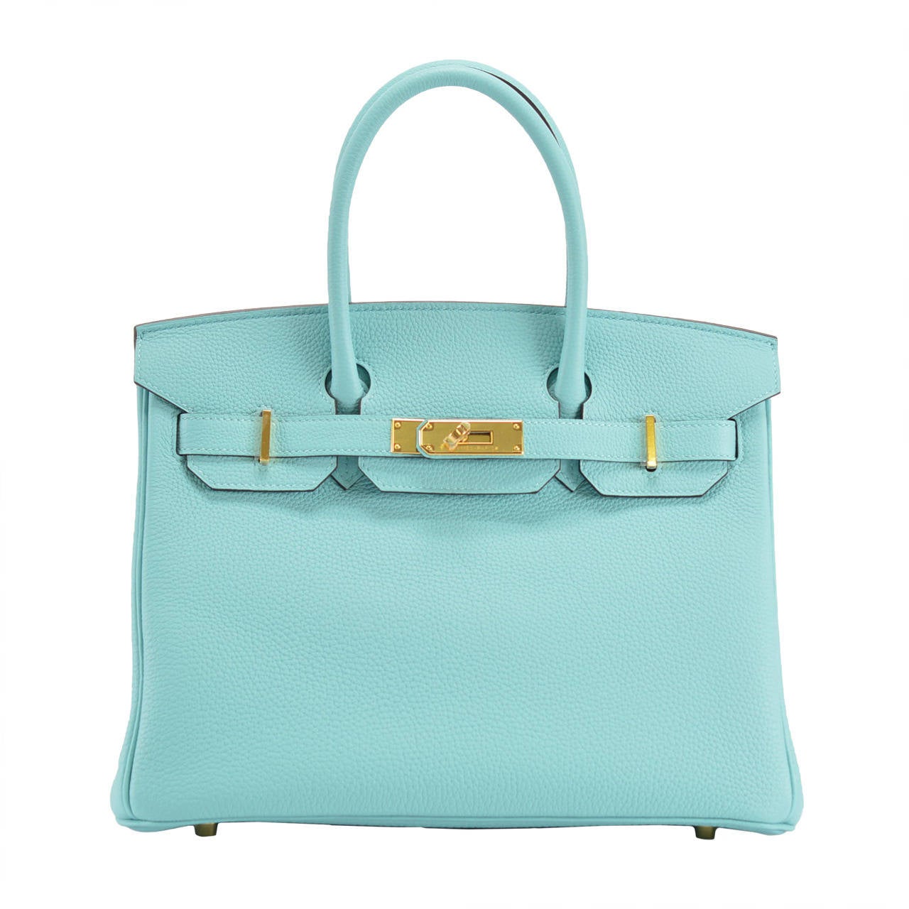 HERMES Handbag BIRKIN 30 TOGO Blue ATOLL GOLD HARDWARE