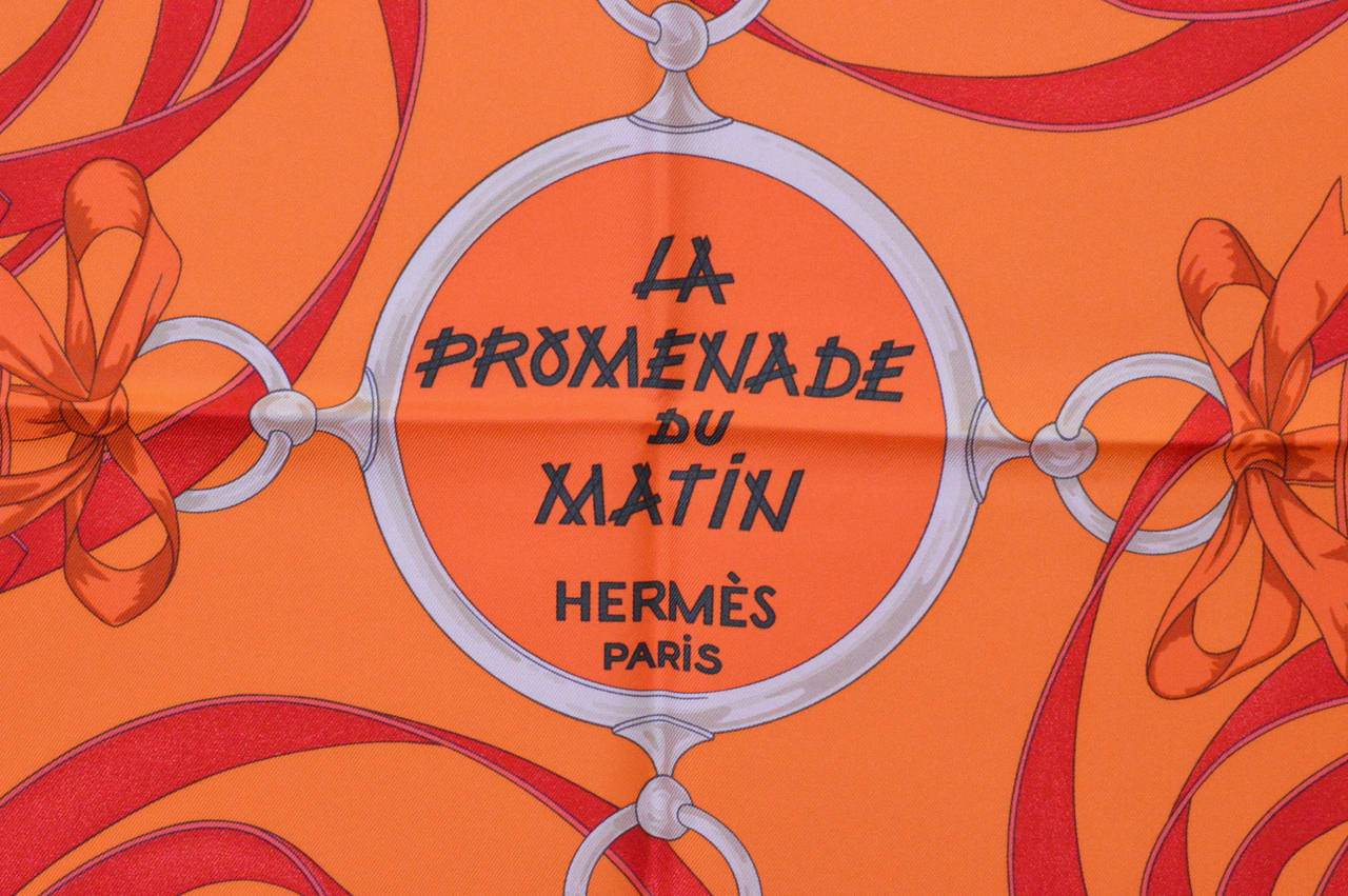 Hermes Carre LA PROMENADE DU MATIN ROUGE ORANGE VERT For Sale at ...  