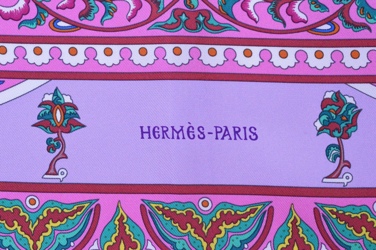 Women's Hermes Carre Twill 100% Silk CIELS BYZANTINS VIOLET MAUVE ROSE