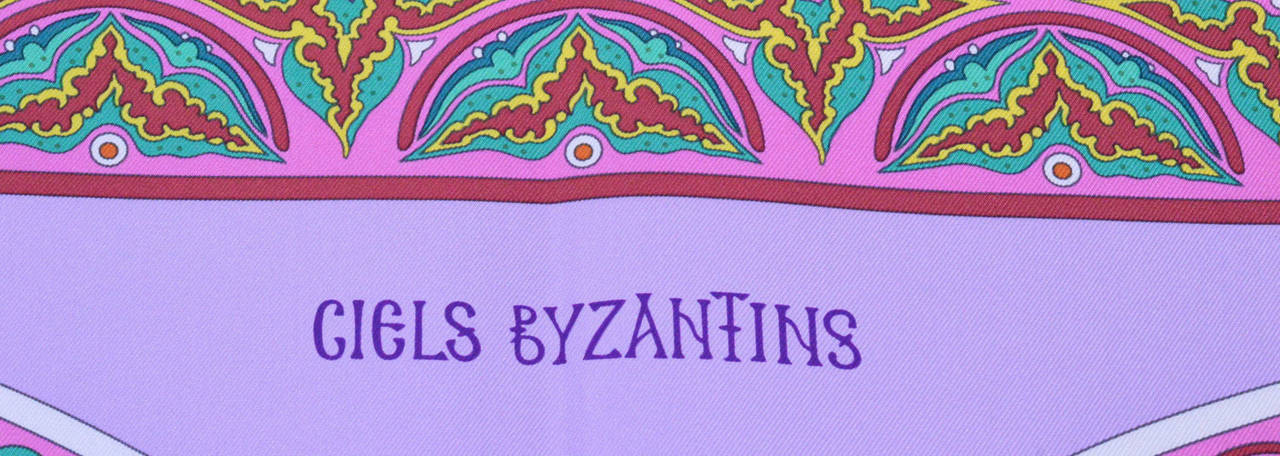 Hermes Carre Twill 100% Silk CIELS BYZANTINS VIOLET MAUVE ROSE In New Condition In Miami, FL